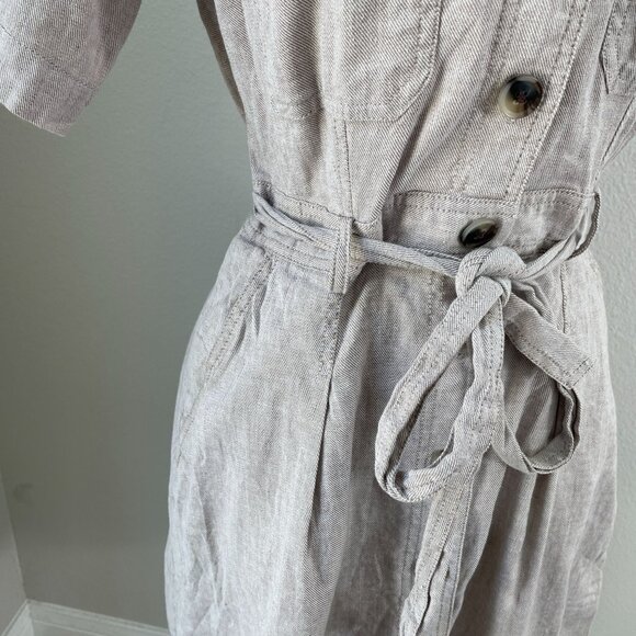 Banana Republic Womens 4 Linen Cotton Utility Dress Button Up Short Sleeve - Picture 13 of 13